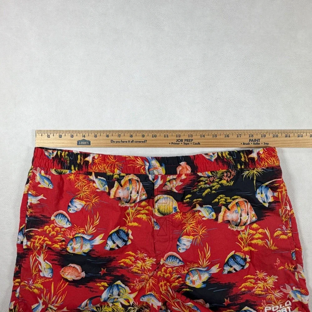 Vintage Polo Sport Ralph Lauren Red Tropical Fish Swim Trunks Mens Large L 90s